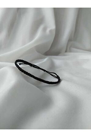 Siyah Örgü Ip Arkadaş Bilekliği