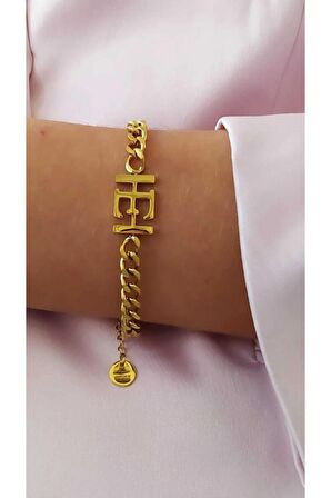 E Harf Unisex Altın Kaplama Gold Bileklik