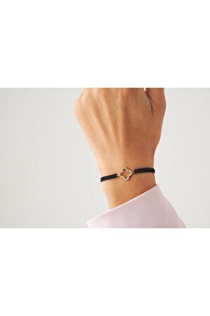 Siyah Yonca Örgü Ip Best Friends Bileklik