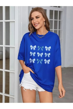 Unisex Şık Kurdeleler Baskılı Tasarım Tshirt