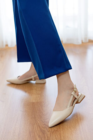 Felina Bej ( 3 cm Topuklu ) Sivri Burun Topuklu Ayakkabı