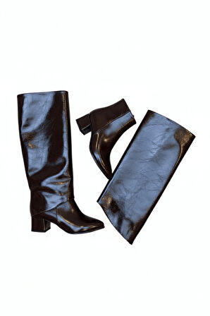 Lash Kahverengi Rugan Tak-Çıkar Konçlu  (5 cm Topuk Boyu ) Günlük Kullanım Bot Ve Çizme