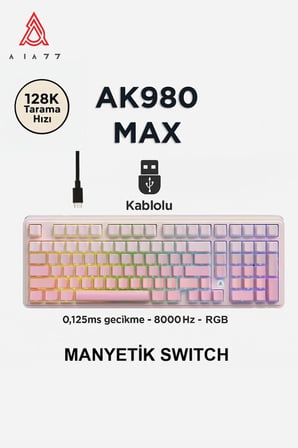 AK980 Max HE Manyetik Switch Klavye- 128K Tarama Hızı-0.125 MS Ultra Düşük Gecikme-8000 Hz