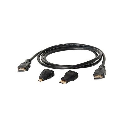 1.5 m 1.4V Hdmi Kablo + Mini Micro Uç 3in1 Çevirici Dönüştürücü Adaptör Kablosu