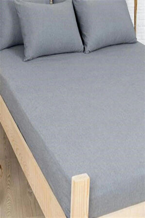 MORE  HOME ÇİFT KİŞİLİK LASTİKLİ ÇARŞAF SETİ + 2 YASTIK KILIFI 180x200 Antrizit Gri 
