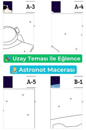 Dev Boyama Posteri Uzay Temalı 16 Parça A4 🚀 Çocuk Eğitici Aktivite Boyama Seti Büyük Boy Poster