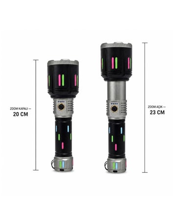 Watton WT-728 80W Işık Gücü 20.000 Lümen Şarjlı Göstergeli El Feneri
