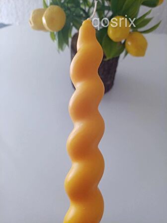 Sarı İtalyan Burgulu Şamdan Mumu Doğal Kokulu Uzun Çubuk Konik Burgu Spiral Mum Dekoratif 1 Adet