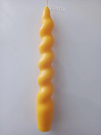 Sarı İtalyan Burgulu Şamdan Mumu Doğal Kokulu Uzun Çubuk Konik Burgu Spiral Mum Dekoratif 1 Adet