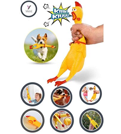 Köpekler İçin Bağıran Tavuk, Horoz, Shrilling Chicken Oyuncak - Büyük Boy (30 cm)