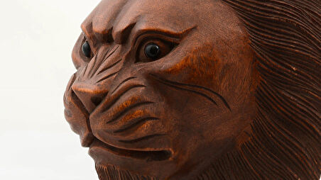 Maun Ağacı El Yapımı Dekoratif Aslan Büstü