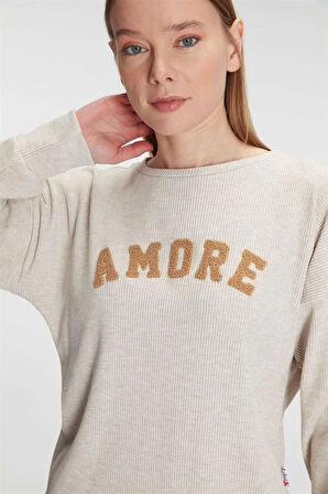 AmoraSecret AmoraSecret Yeni Sezon Kışlık Pamuklu Uzun Kol Pijama Takımı