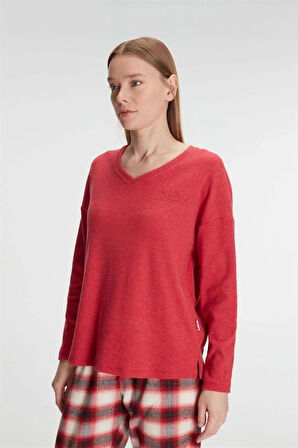 AmoraSecret AmoraSecret Pamuklu Kışlık Kare Desenli Uzun Kol Pijama Takımı