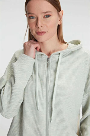AmoraSecret AmoraSecret Pamuklu Homesuit Kapüşonlu Fermuarlı Ev Giyim Pijama Takımı