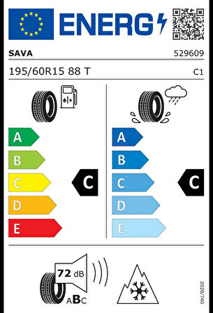 Sava 195/60 R15 88T Eskimo S3+ MS Oto Kış Lastiği (Üretim:2024)