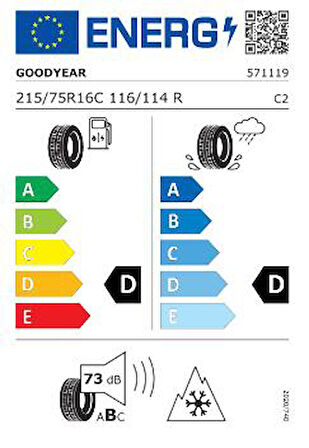 Goodyear 215/75R16C 116/114R UltraGrip Cargo Oto Kış Lastiği ( Üretim : 2024 )