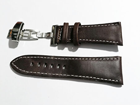 Fado Her Saate Uygun  Kelebek  Toka   26 MM    Hakiki Deri (281)  gumus  toka    kahve