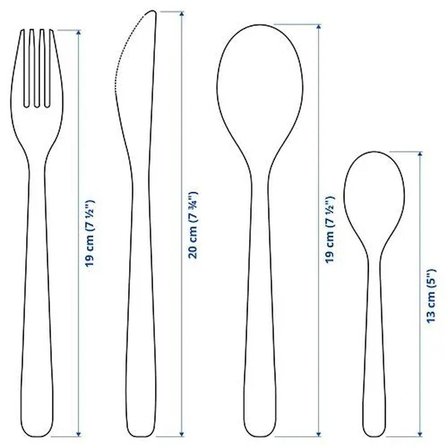 IKEA MOPSIG 4 kişilik çatal bıçak takımı, paslanmaz çelik, 16 parça 
