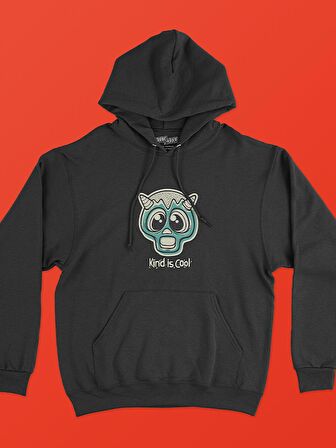 Kind is Cool Monster Canavar Baskılı Tasarım 3 İplik Kalın Siyah Sweatshirt Hoodie 