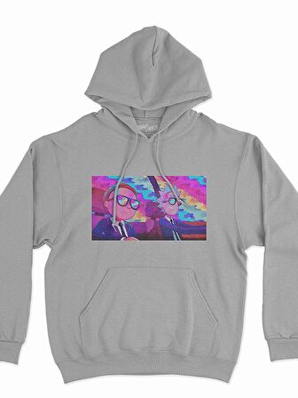 Rick and Morty Baskılı Tasarım 3 İplik Kalın Gri Sweatshirt Hoodie 
