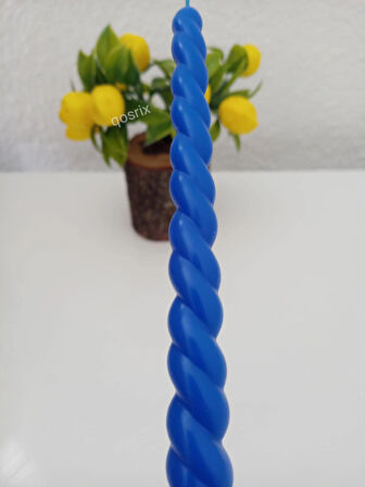 5'li Mavi Burgulu Şamdan Mumu 1. Kalite Soya doğal kokulu Uzun Çubuk Konik Burgu Spiral Mum Dekoratif