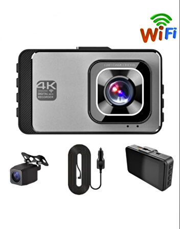 ULTRA HD 4k Ön Ve Arka Kamera - Sesli Kayıt Yapabilir- 170° Görüş Wifi Araç İçi Kamera- M78W-