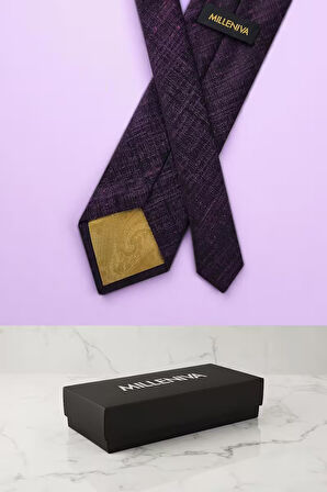 Retro Desen Mor Kravat & Mendil