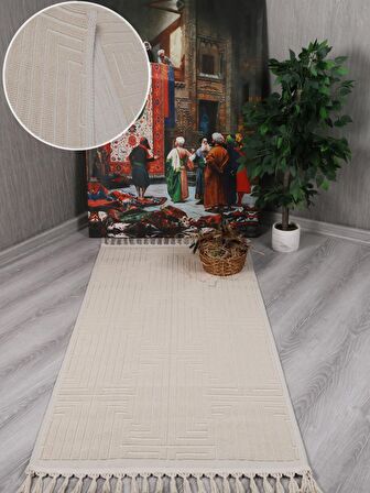 My Evilla Dekoratif Modern Pamuk Dokuma Kilim Saçaklı 7011