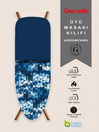 (HEDİYELİ) MOSAİC BATTAL BOY (XXL BEDEN) (60X162 CM ) ÜTÜ MASASI KILIFI