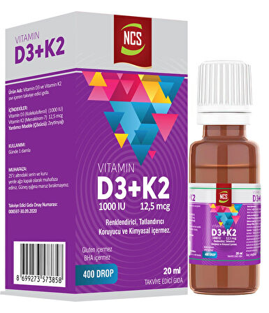  Vitamin D3  1000 Iu K2 12.5 Mcg 20 ML