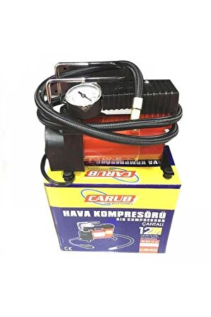 Metal Gövdeli Kırmızı Hava Kompresörü Çakmaklık Girişli Işıklı 12v 150 Psi