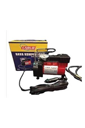 Metal Gövdeli Kırmızı Hava Kompresörü Çakmaklık Girişli Işıklı 12v 150 Psi