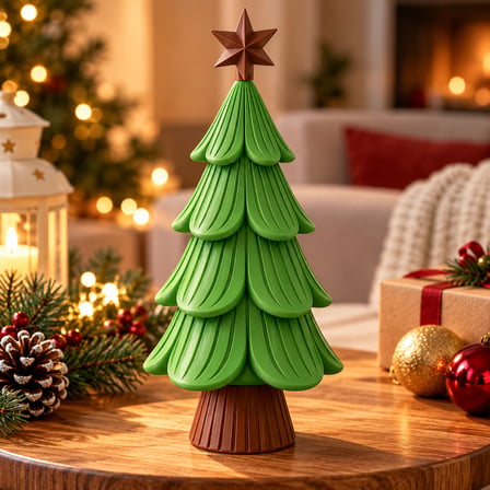 Dekoratif Yılbaşı Ağacı Biblosu – Yıldız Tepeli, Modern Tasarım 🎄