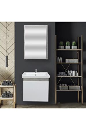 KAREN BANYO ALFA 50 CM BANYO DOLABI RETRO TAŞ - BEYAZ
