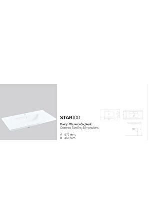 KAREN BANYO STAR 100 CM, DOLAP UYUMLU SERAMİK LAVABO 