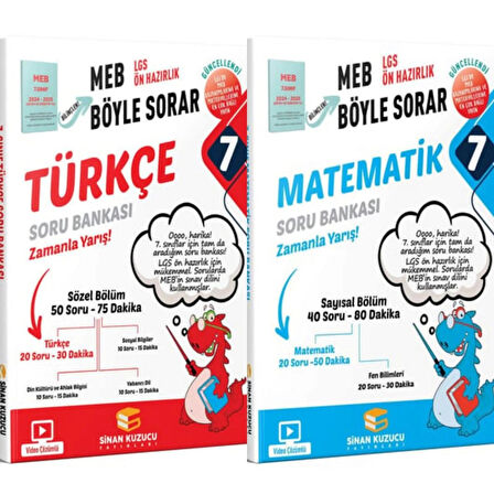 Sinan Kuzucu Yayınları 2025 7.Sınıf Türkçe ve Matematik Soru Bankası