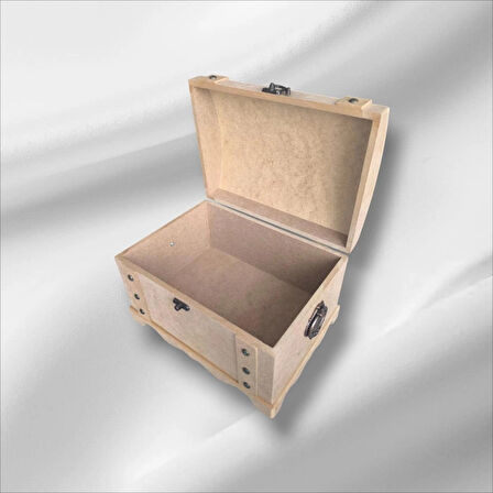 Ahşap Boyanabilir Takı-makyaj-aksesuar- Dekoratif Klipsli orta boy Çok Amaçlı Sandık Kutu