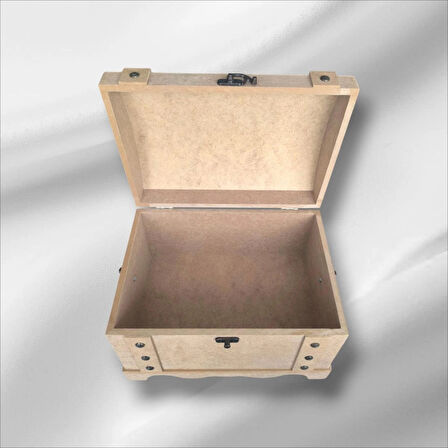 Ahşap Boyanabilir Takı-makyaj-aksesuar- Dekoratif Klipsli orta boy Çok Amaçlı Sandık Kutu