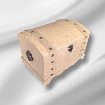 Ahşap Boyanabilir Takı-makyaj-aksesuar- Dekoratif Klipsli orta boy Çok Amaçlı Sandık Kutu