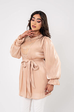 Taş işlemeli Kemer Detaylı Bluz BLZ16086