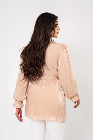 Taş işlemeli Kemer Detaylı Bluz BLZ16086