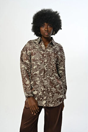 KADIN KARIŞIK DESENLİ ÇİFT CEPLİ GÖMLEK