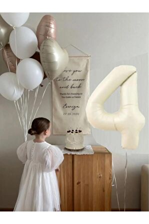 4 Yaş Folyolu Krem Karamel Folyo Balon Seti