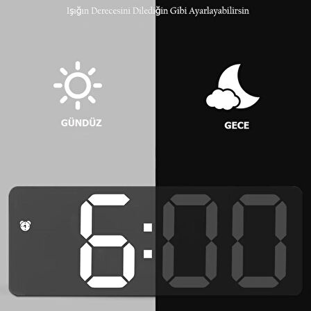 ShopFast  Masa Saati Derece Alarm Takvim Pil(Dahil Değildir)+Şarjlı Led Işıklı Dijital