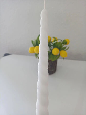 Beyaz Burgulu Şamdan Mumu 1. Kalite Soya doğal kokulu Uzun Çubuk Konik Burgu Spiral Mum Dekoratif 1 adet