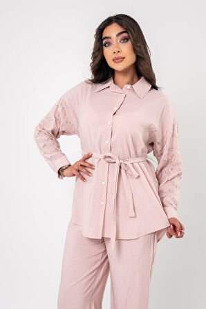 Kemer Aksesurlı Yıpratma Detaylı Ceket Pantolon Takım TKM16051