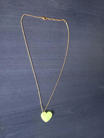 Kırılmaz Kalpli Fosforlu Epoksi Mumluk Küpe Zincirli Kolye Seti