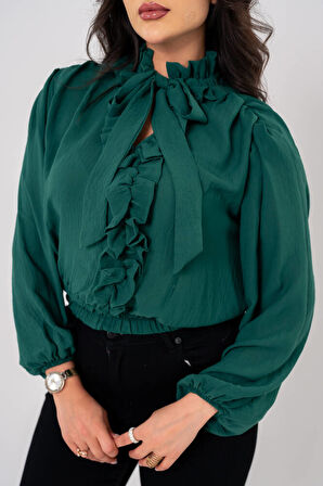 Kol Ve Bel Lastik Bağlama Detaylı Bluz BLZ630