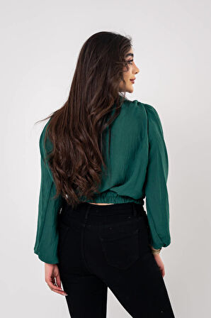 Kol Ve Bel Lastik Bağlama Detaylı Bluz BLZ630