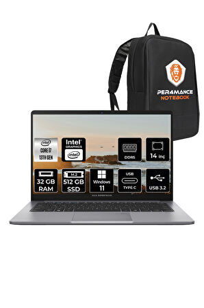 Asus ExpertBook P1 Intel Core i7 13620H 32GB 512GB SSD 14" FHD W11P Taşınabilir Bilgisayar & PER4 Çanta